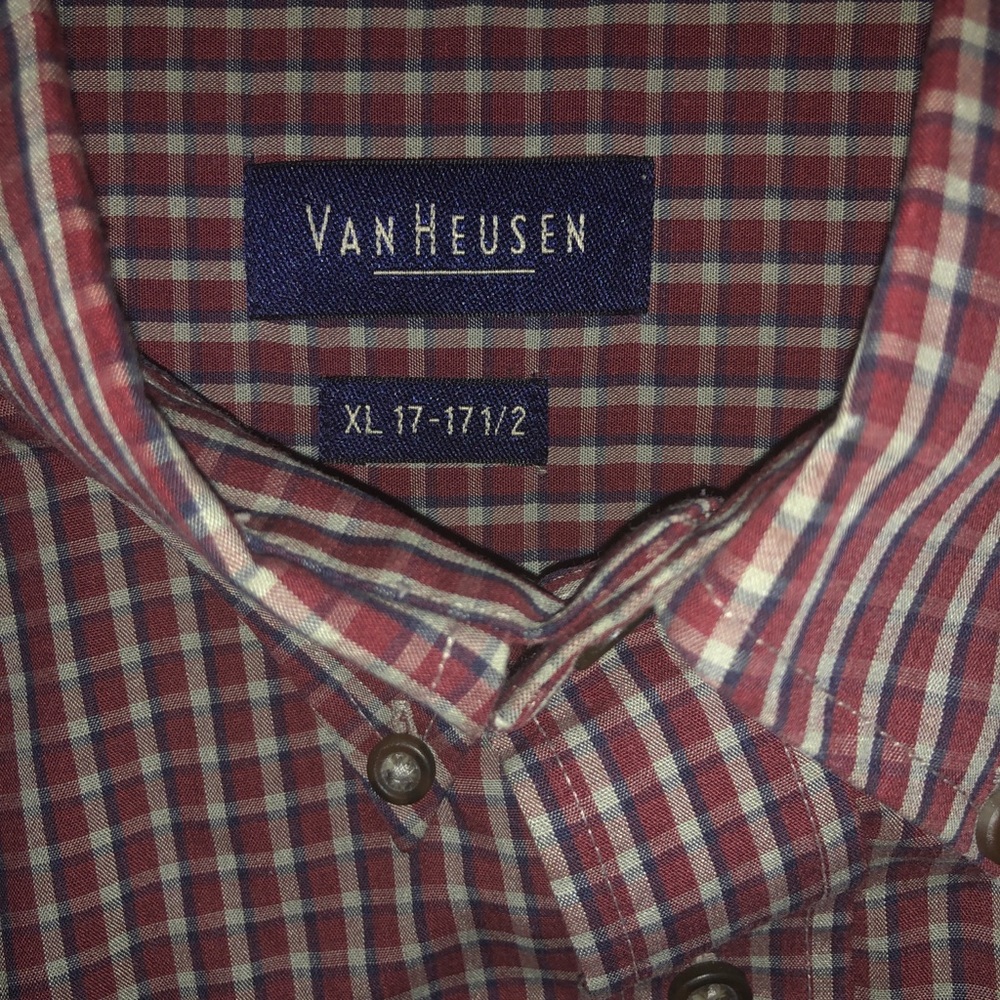 Van Heusen Long Sleeve Plaid XL Button Down Mens